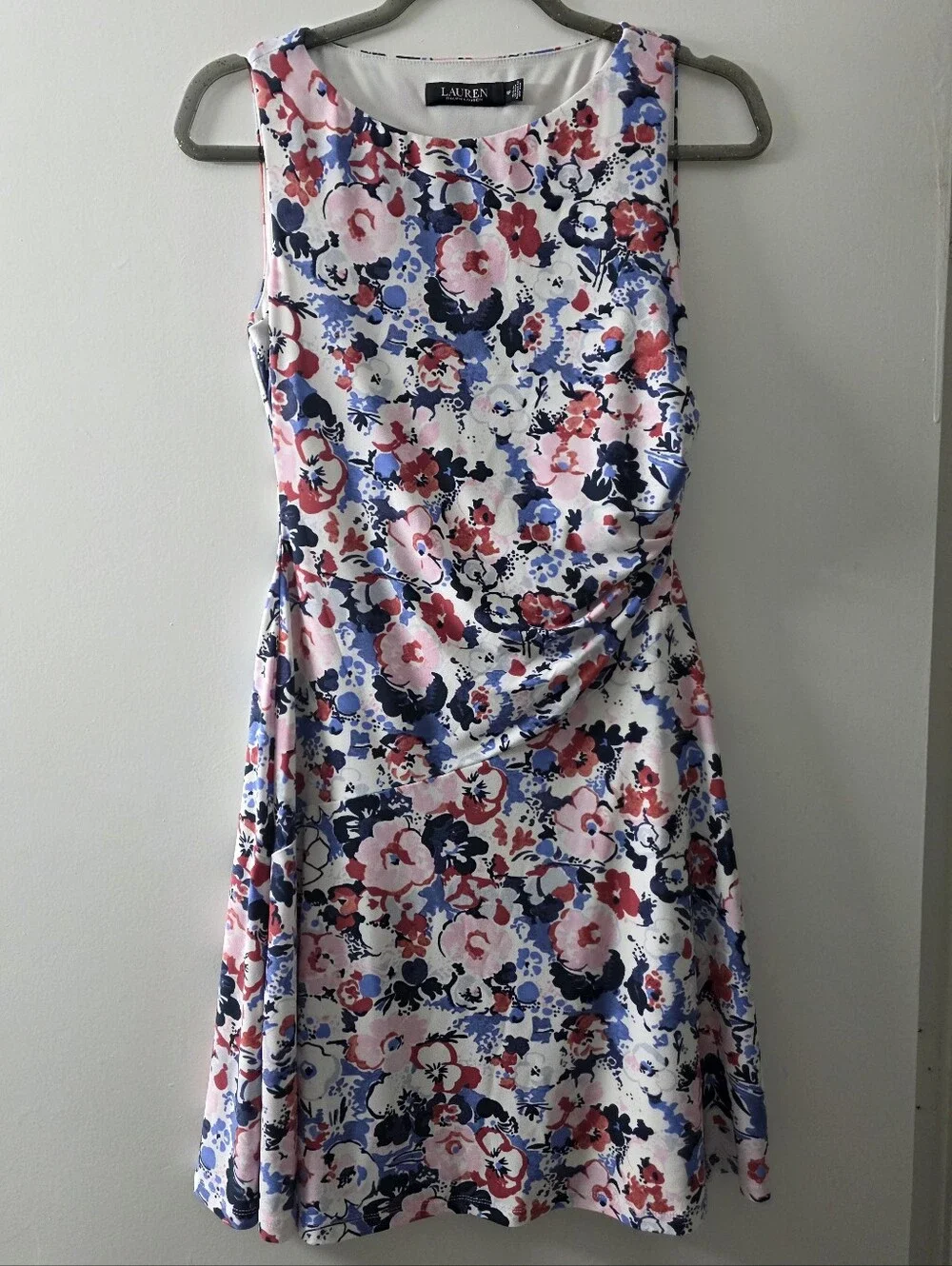 Ralph Lauren Lined White Floral Dress Size 4P - Picture 1 of 8